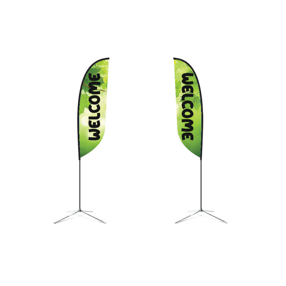 Double-Sided, Poles and Cross Base Included 13.5ft Feather Banner UPS - Style 1 